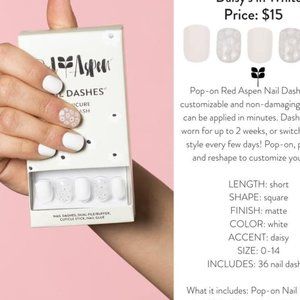 Red Aspen Nail Dashes, Daisy's in White